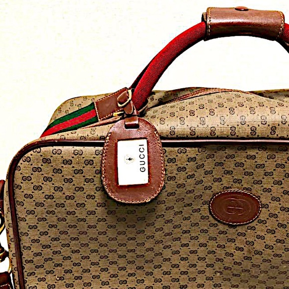Authentic Vintage Gucci Rare Micro GG Web Luggage with Web Strap - Picture 2 of 15